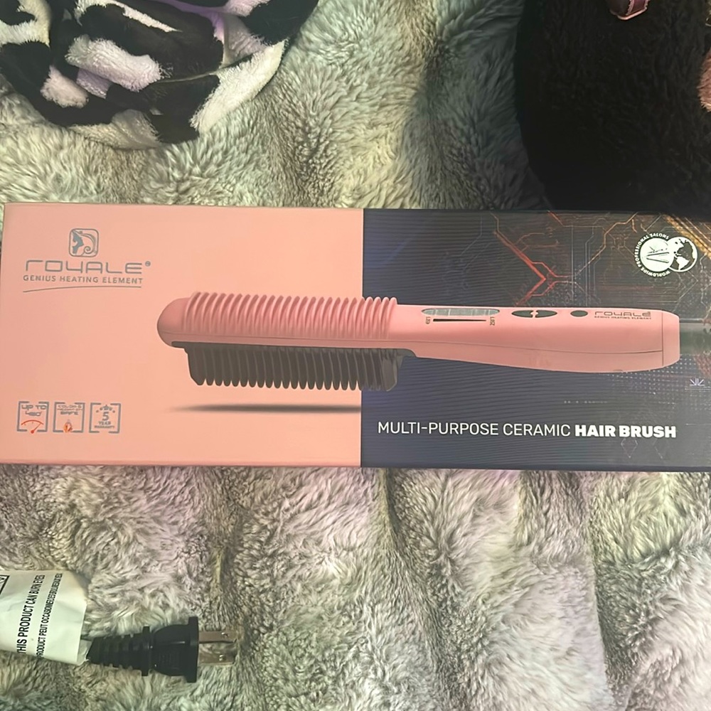 hair brush straightener multipurpose  (rose gold)